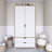 Modern Scandinavian Wardrobe, Light Walnut & White, 35.4 x 72.0 x 17.7 inches | 100% Melamine Coated Particle Board, Thickness: 0.7 inches | Numerous Shelves, Wall-Mountable, Stylish & Functional Storage Solution-691486310