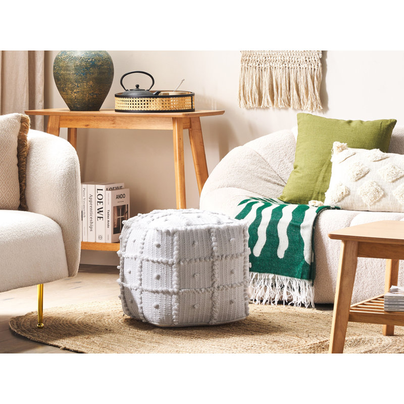 HARNAI 40cm Wide Square Geometric Cube Ottoman