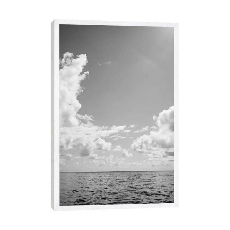 Monochrome Ocean View III by Bethany Young - Print on Canvas, 101.6cm H x 66.04cm W x 3.81cm D, White Framed