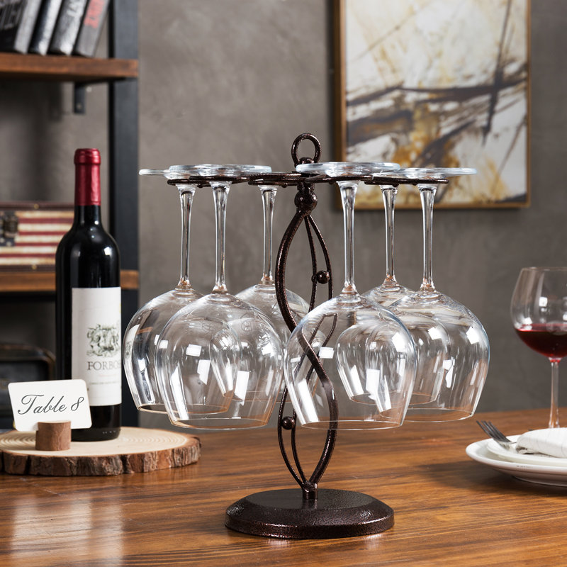 Metal Tabletop Wine Glass Rack in Bronze