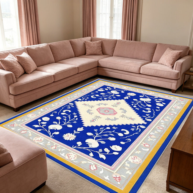 Blue Floral Area carpet-easy to clean, machine-washable, soft and comfortable; suitable for door mats, kitchens, living rooms, bedrooms, corridors, and laundry areas. Easy to clean, durable carpet for home decoration.