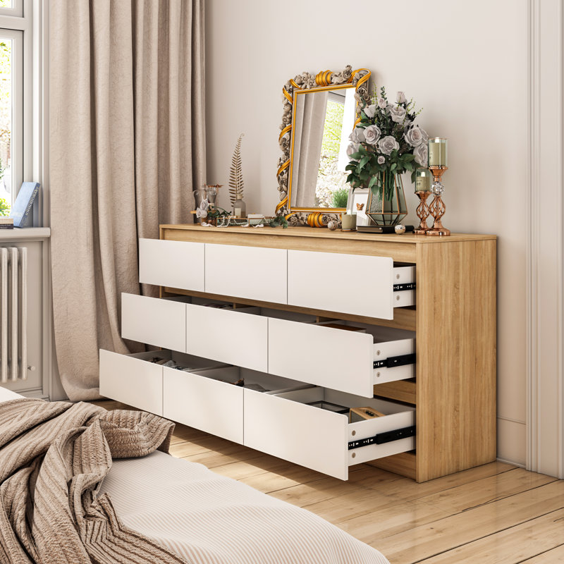 Yorkville 63'' W 9 - Drawer Dresser, Burlywood/White