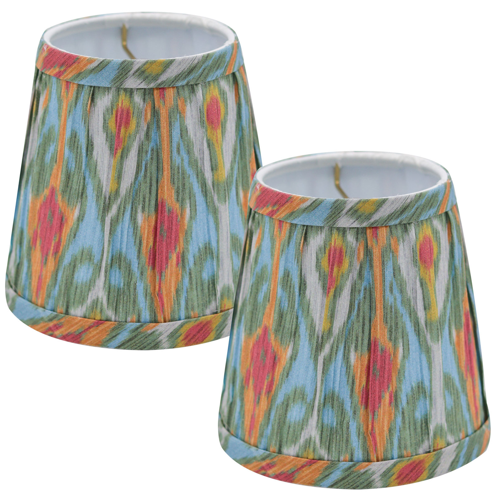 Empire Sconce Hardback Lampshade With Flame Clip Fitter, Set Of 2, Blue/Green/Orange
