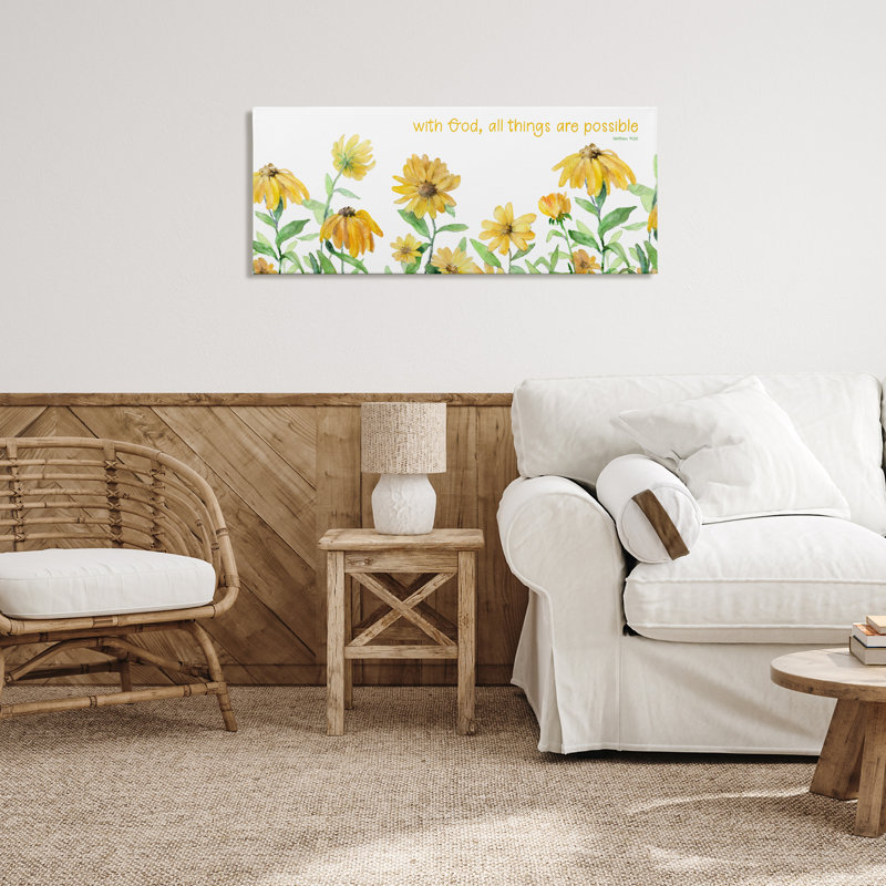 «With With God Proverb & Daisies», conception par Lanie Loreth, H 13 po x l 30 po