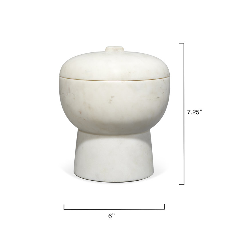 White Marble Lidded Bowl with Stand, Large
