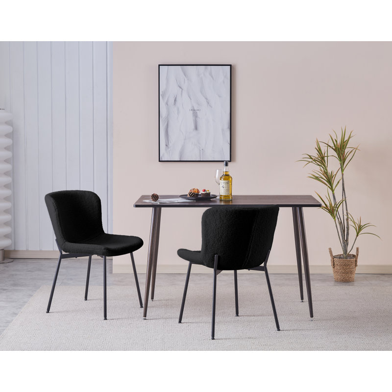 Ravn Fabric Dining Chairs with Steel Legs, Black