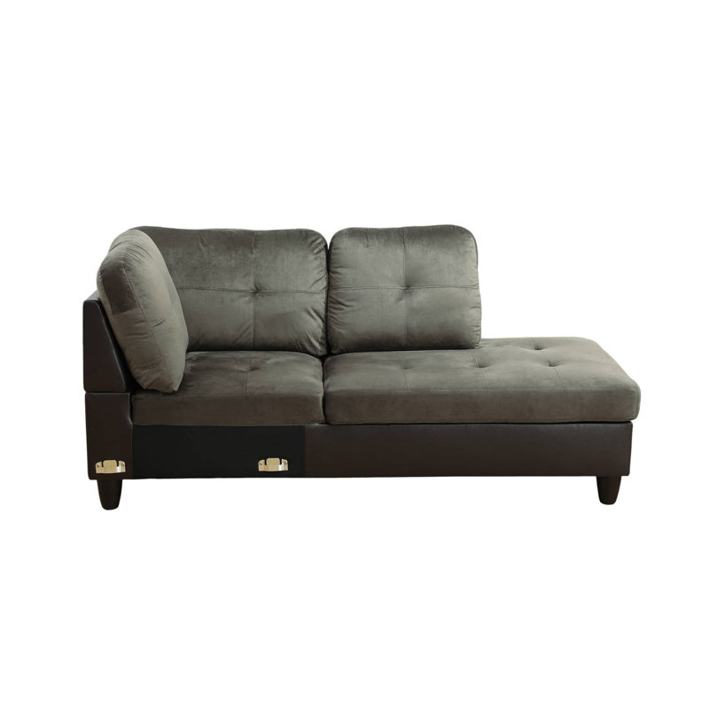 Canapé et méridienne de 103,5 po de largeur, Microfibre taupe, Orienté à droite