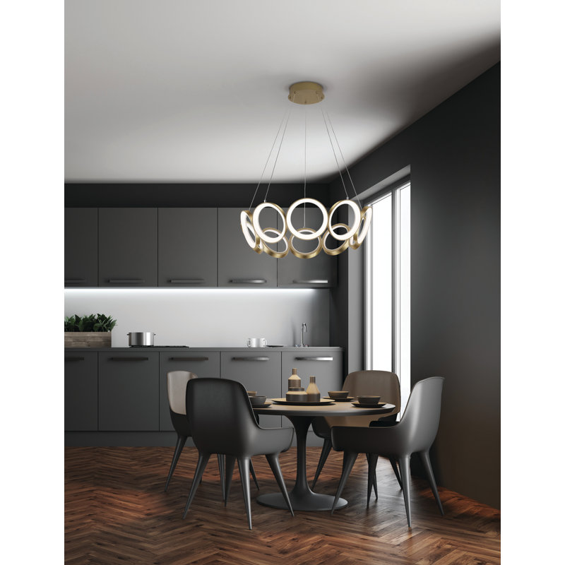 Oros 10 - Light LED Chandelier, Antique Brass