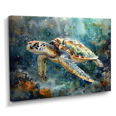 «Sea Turtle Journey II», art mural grand créatures marines