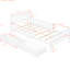 Lit plateforme simple en bois blanc avec garde-corps et options de rangement disponible pour lit simple - Charisme-1061593999-1061593997