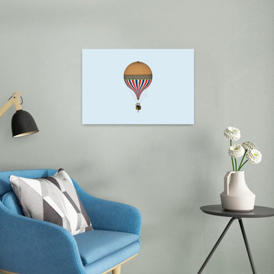 Élégante montgolfière rétro, paysage élégant rétro, art mural classique