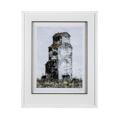 Abandoned Grain Elevator Hand Embelished Framed Art Print Matted under Glass