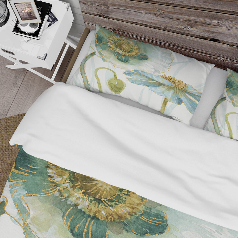 Ensemble de housse de couette floral - My Greenhouse Flowers II, Housse simple + 1 taie décorative