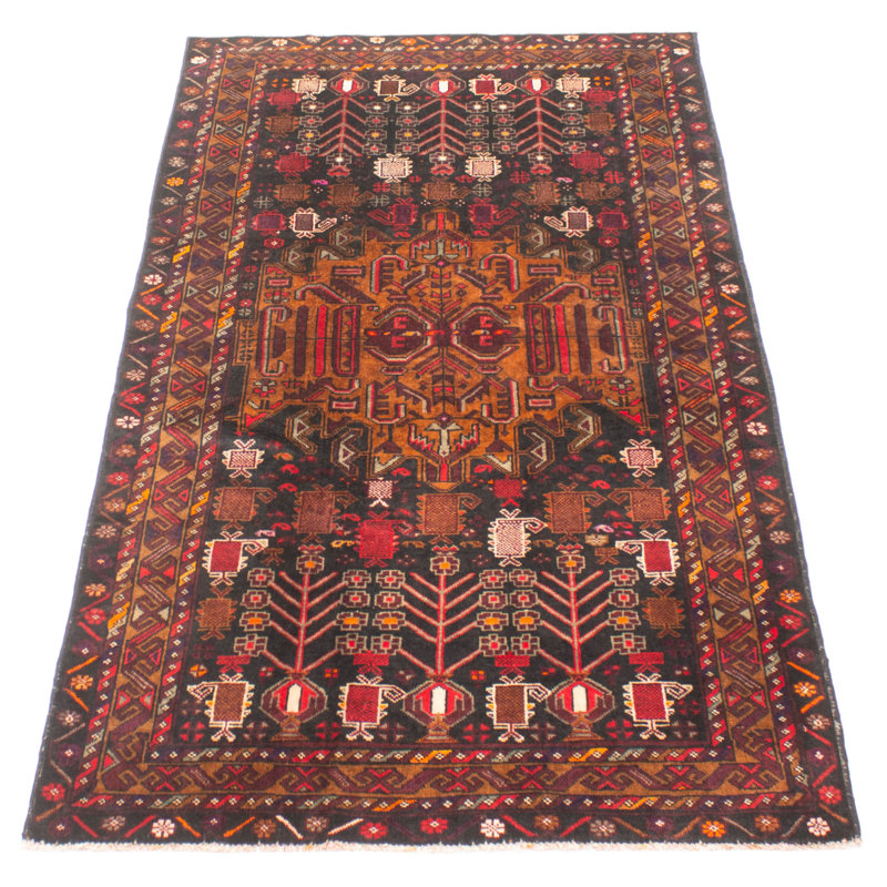 Tapis noir Teimani 3 pi 9 po x 6 pi 6 po