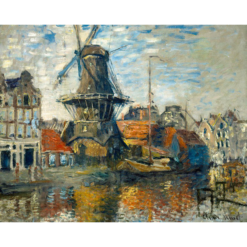 Monet, Claude, reproduction d'art sur toile tendue: Le moulin à vent sur la grotte Onbekende, Amsterdam, 1874