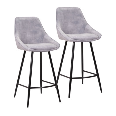 Upholstered Counter Stool with Metal Frame