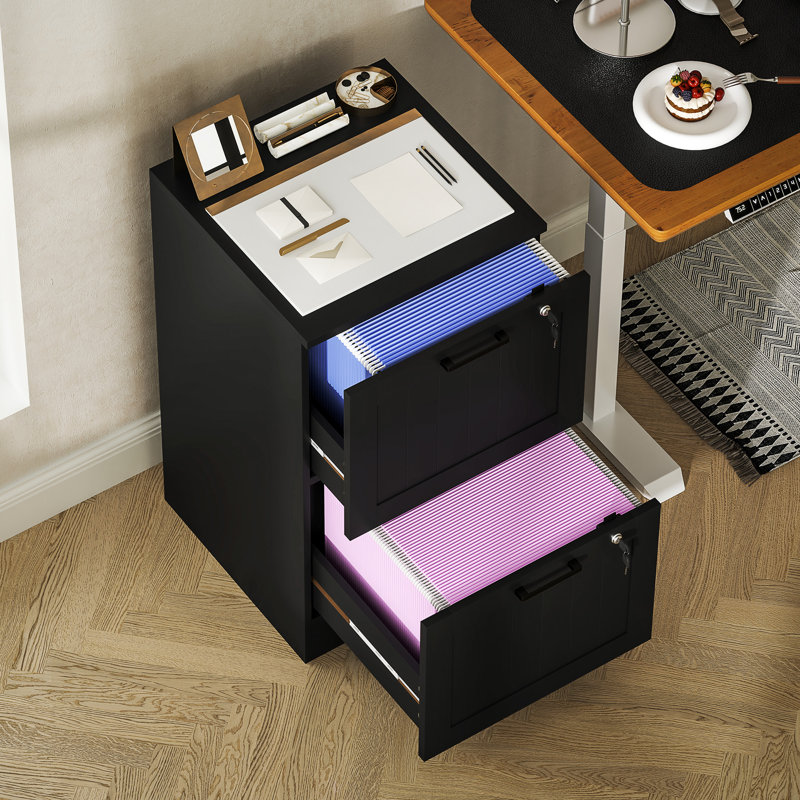40cm Wide 2 -Drawer File Cabinet, Black