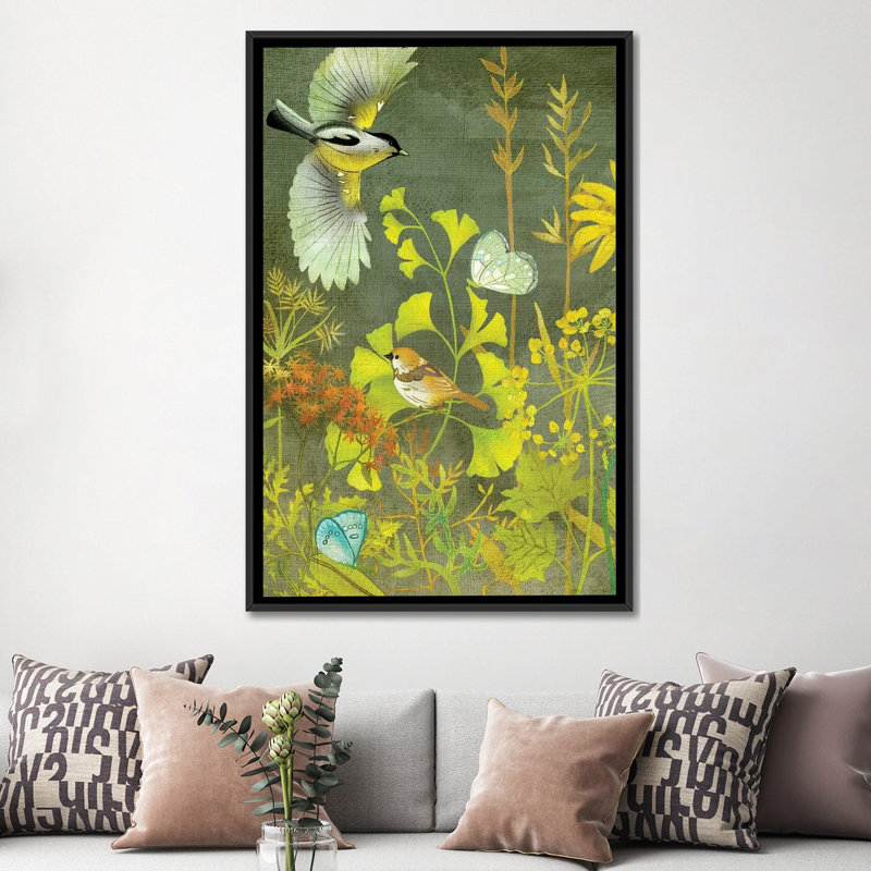 « oiseauing ii », reproduction d’impression sur toile tendue, H 26 po x l 18 po x P 1,5 po, Toile avec cadre noir