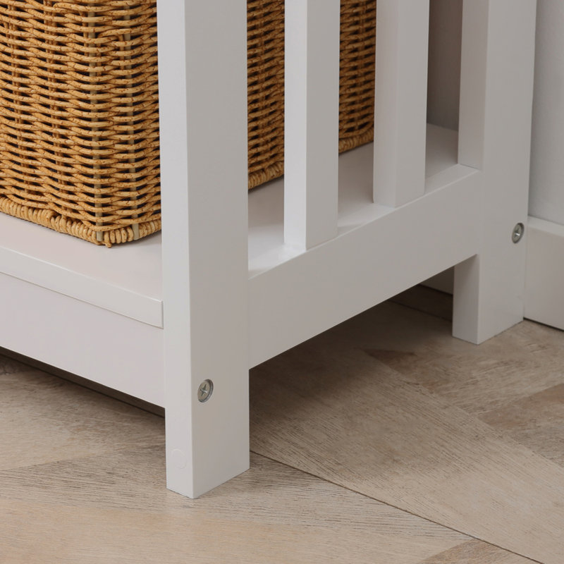 Console de couloir avec tiroir extra large, tablettes ouvertes et cadre, Blanc