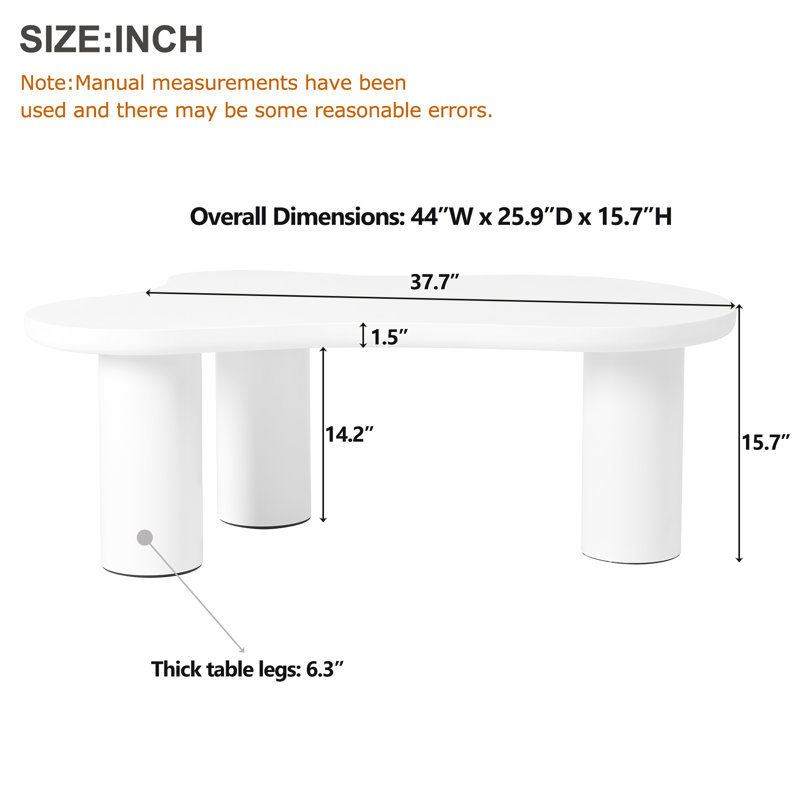 Table basse moderne avec plateau en bois aggloméré Modern Cloud, Blanc