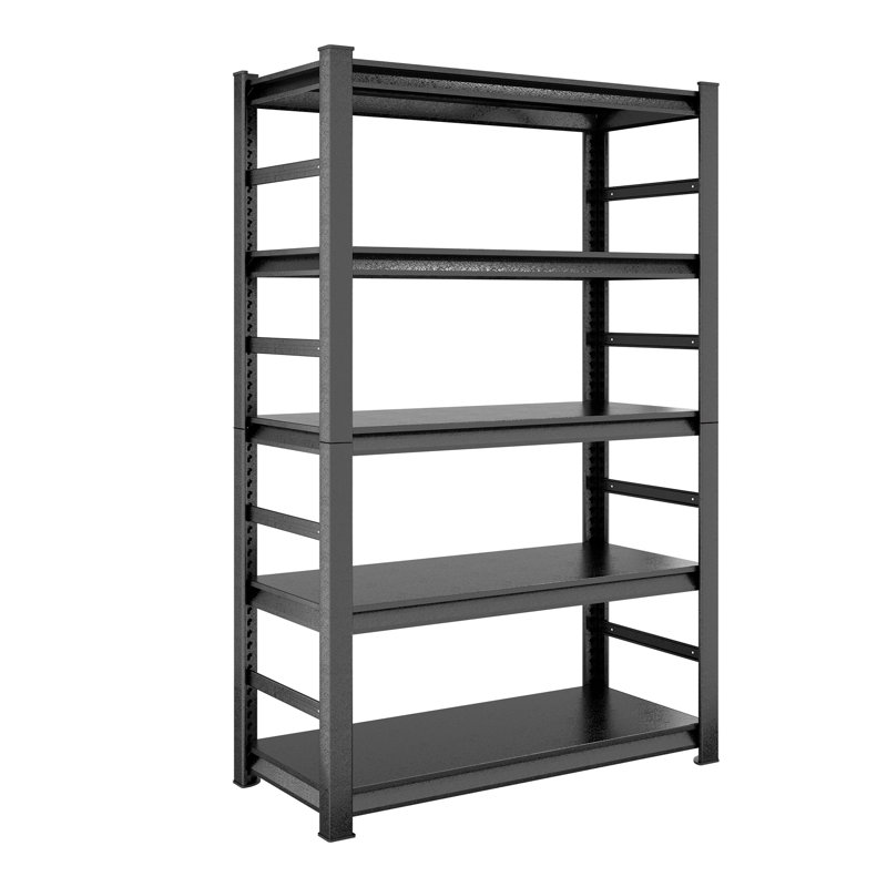 Étagère 5 niveaux en métal robuste, support de rangement réglable en acier, gris foncé