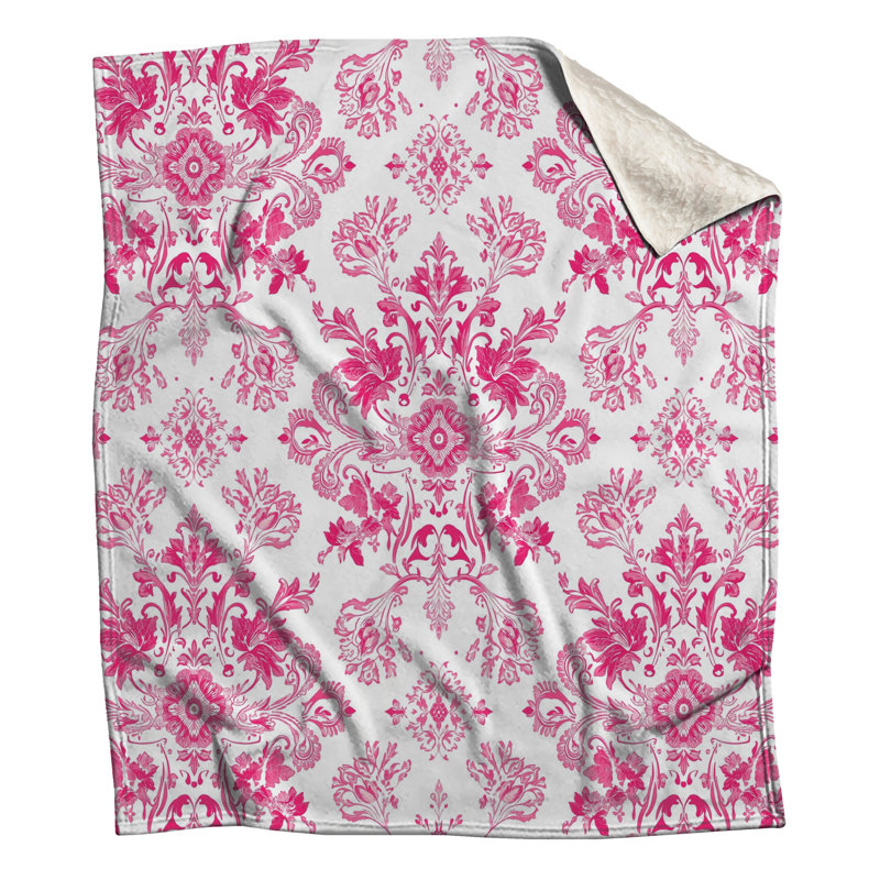 Couvertures damassées florales roses, L 50 po x H 60 po