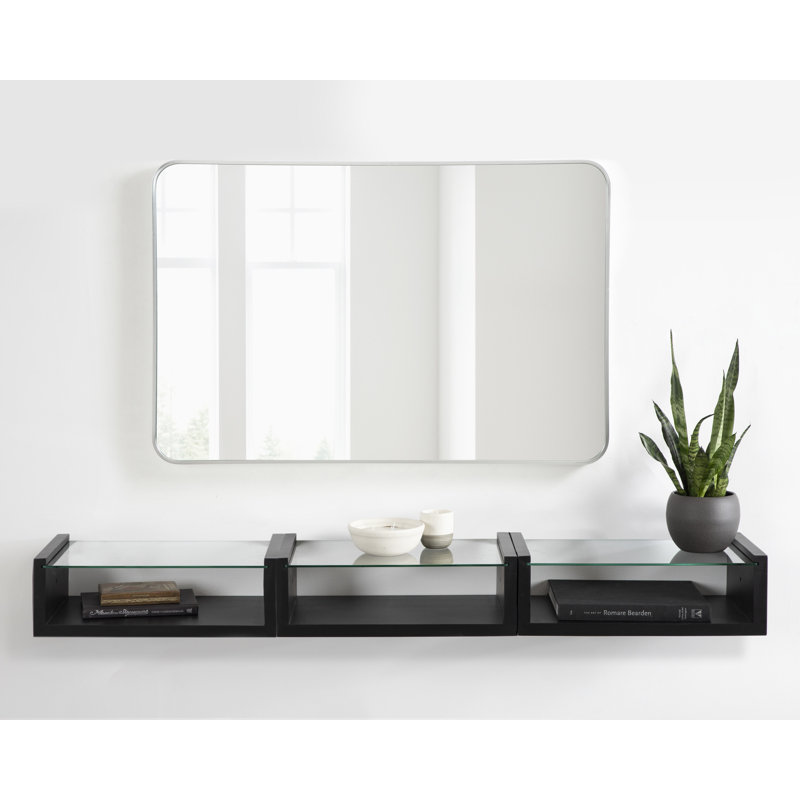 Miroir mural Anacleta, 35,5 po x 23,5 po, Argent