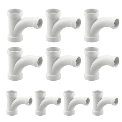 3 in. PVC DWV Combination Wye & 1/8 Bend 45° Elbow Hub, White PVC Drain, Waste & Vent Fitting, (10 Pack)
