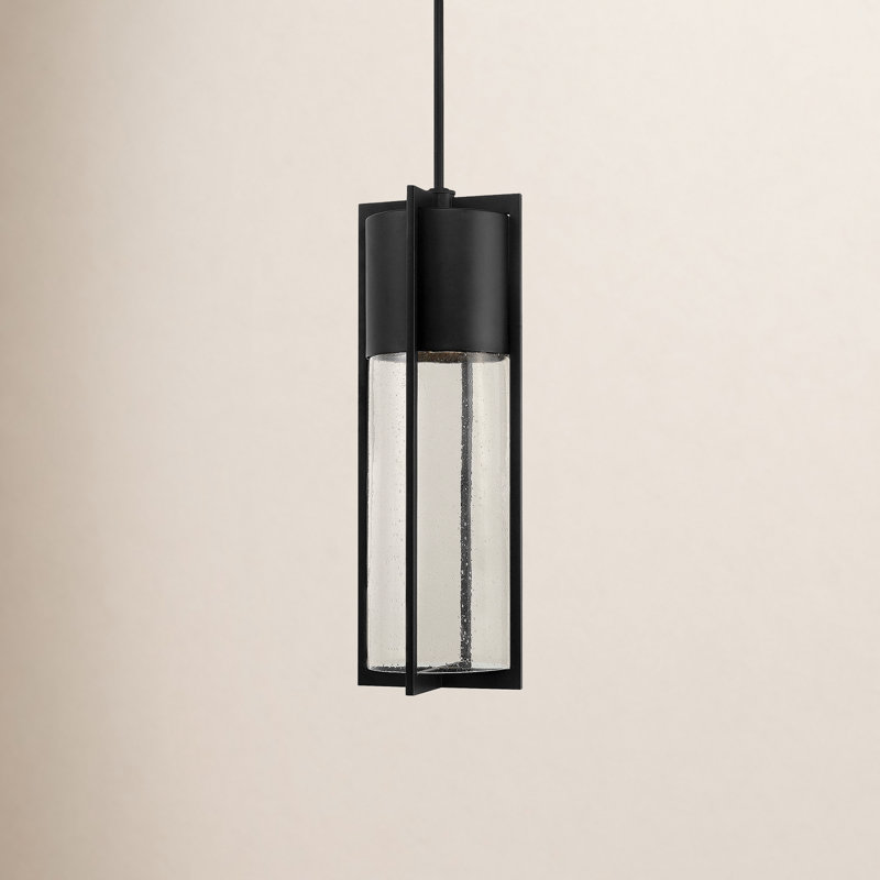 Luminaire suspendu d'extérieur 1 lumière Bandit, H 24,5 po x l 8,25 po, Incandescent, Noir