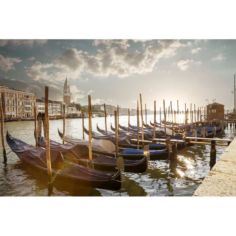Moored Gondolas In Venice by Mikolajn - Wrapped Canvas Print, 20cm H x 30cm W