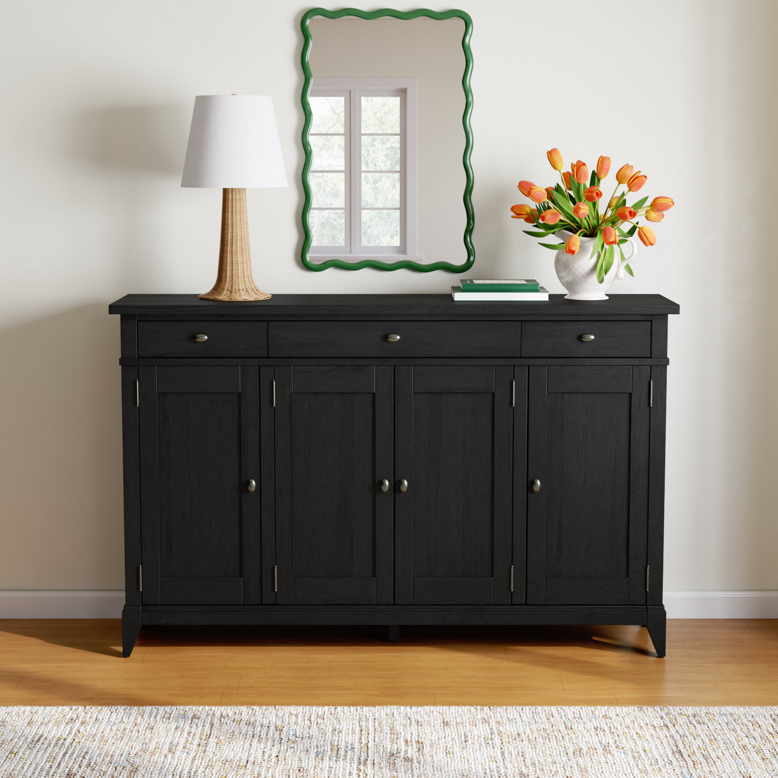 Mya 72" Sideboard Cabinet, Black