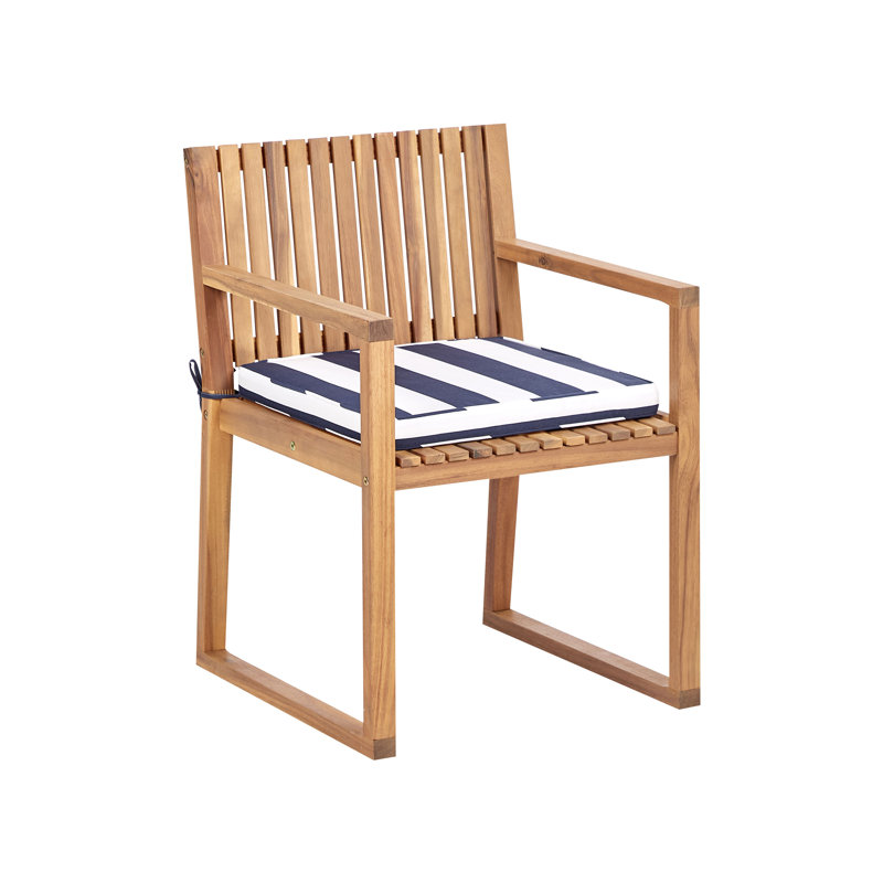 Adamina 8 - Person Acacia Patio Dining Set with Rectangular Table , Cushions Included, Navy Blue