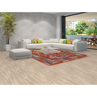 Tapis géométrique en laine réversible 8 x 11