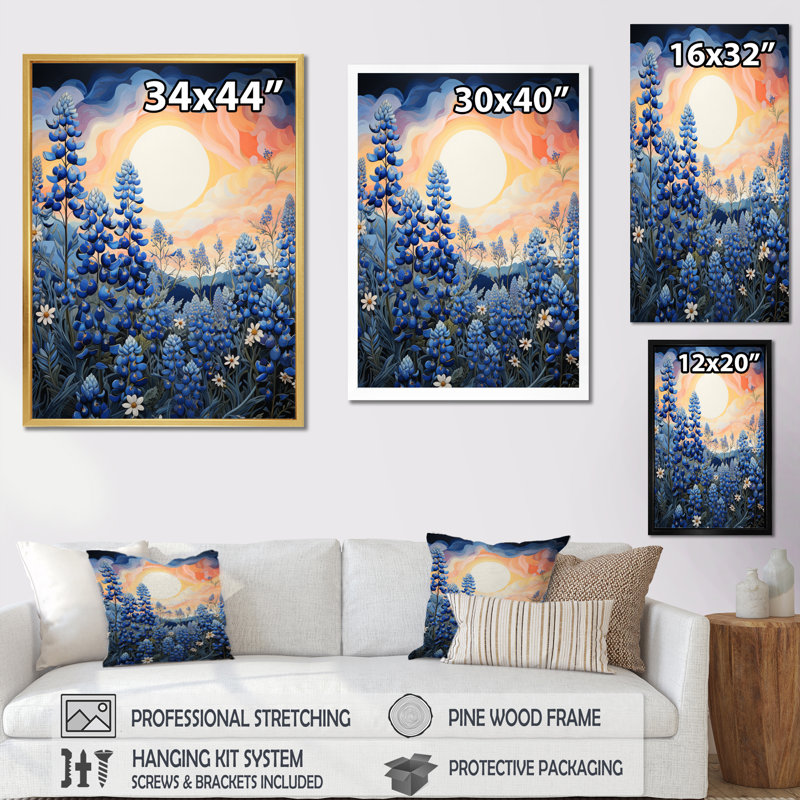 Bluebonnets Flower Blissful III - impression, Cadre photo noir, H 20 po x l 12 po x P 1 po
