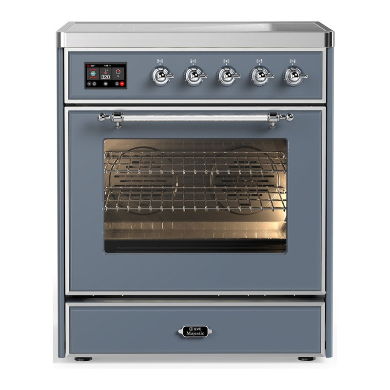 Majestic III Series 30 Inch Induction Range with 4 Induction Elements in Stainless Steel (Burnished Trim), Blue Gray, Chrome