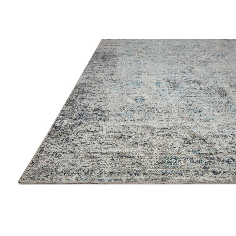 Tapis abstrait bleu sarcelle, Rectangle 2 pi 3 po x 3 pi 9 po