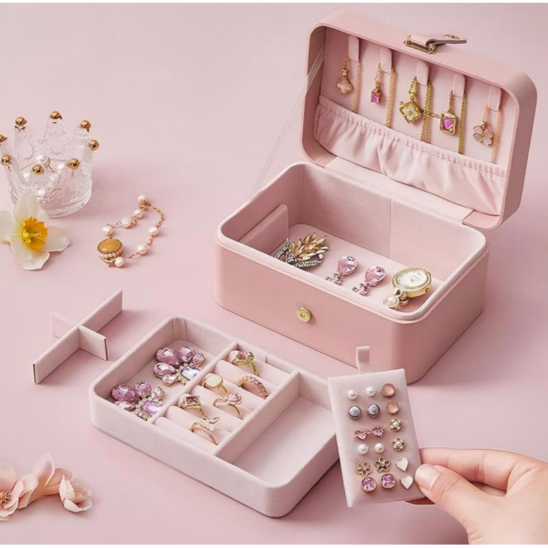 11 x 16 x 8 cm 2-Layer Travel Jewellery Box