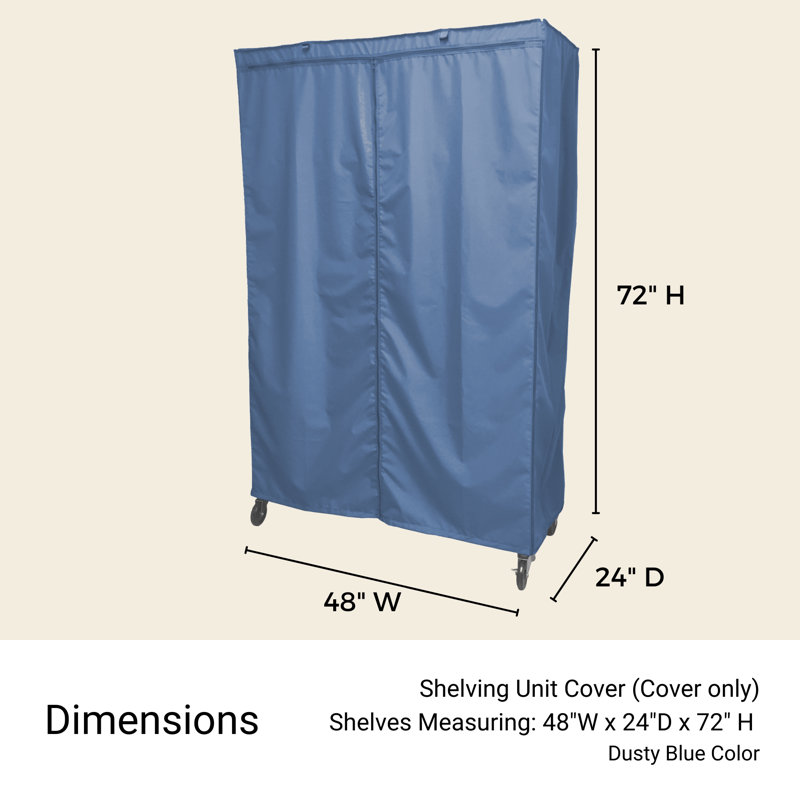 La housse de l'étagère de rangement s'adapte aux supports de couleur bleu poudré l 36 po x P 18 po x H 72 po