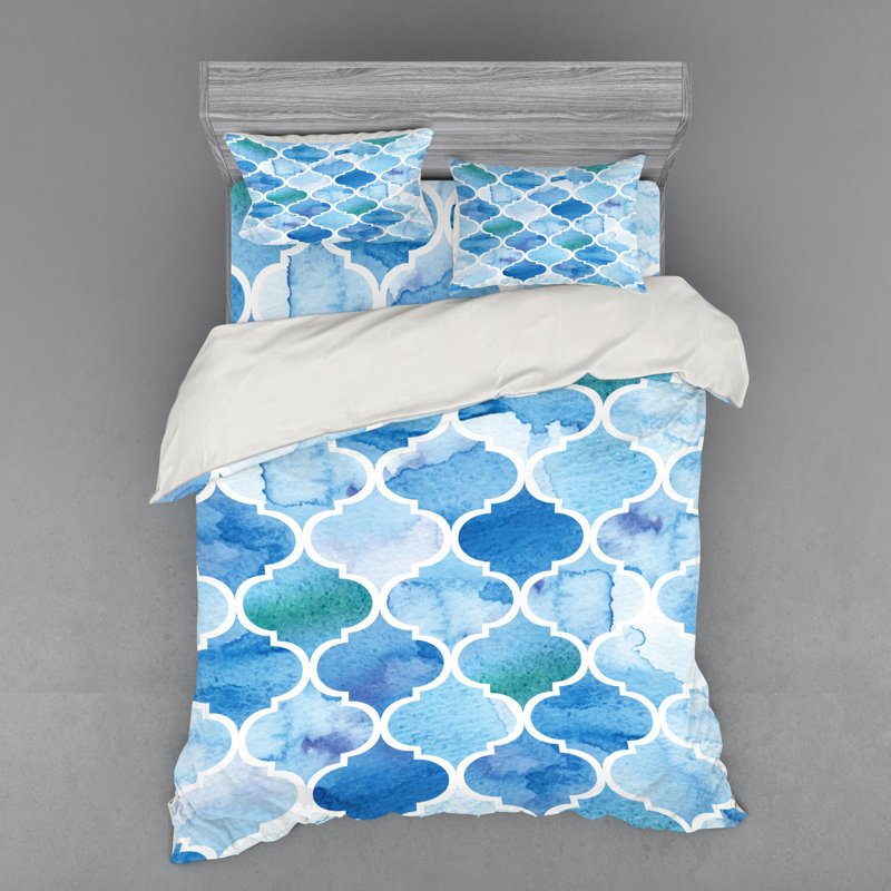 Eclectic Polyester Geometric Shapes Duvet Cover, Queen Duvet Cover + 3 Additional Pieces