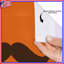 Moustache noire sur rideaux de douche orange très longs-129218916