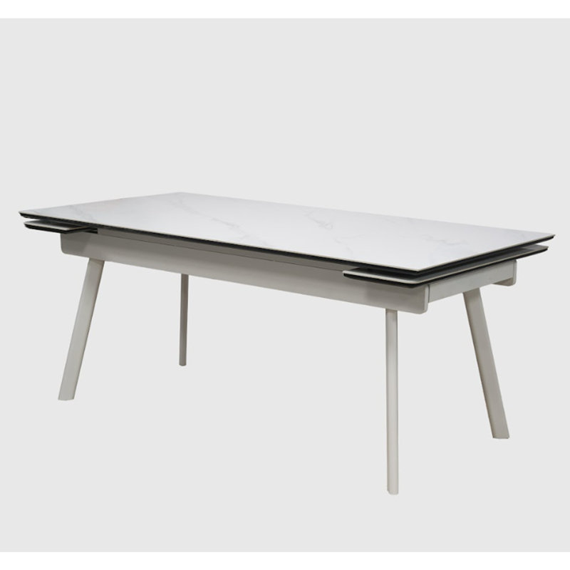 Extendable White Sintered Stone Dining Table