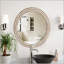 Miroir décoratif rond 23,62 pouces en bois rustique pour mur, parfait pour la maison et le bureau avec cadre perlé élégant