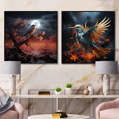 «Textured Layers Mixed Media Skies», ensemble de 2 animaux carrés