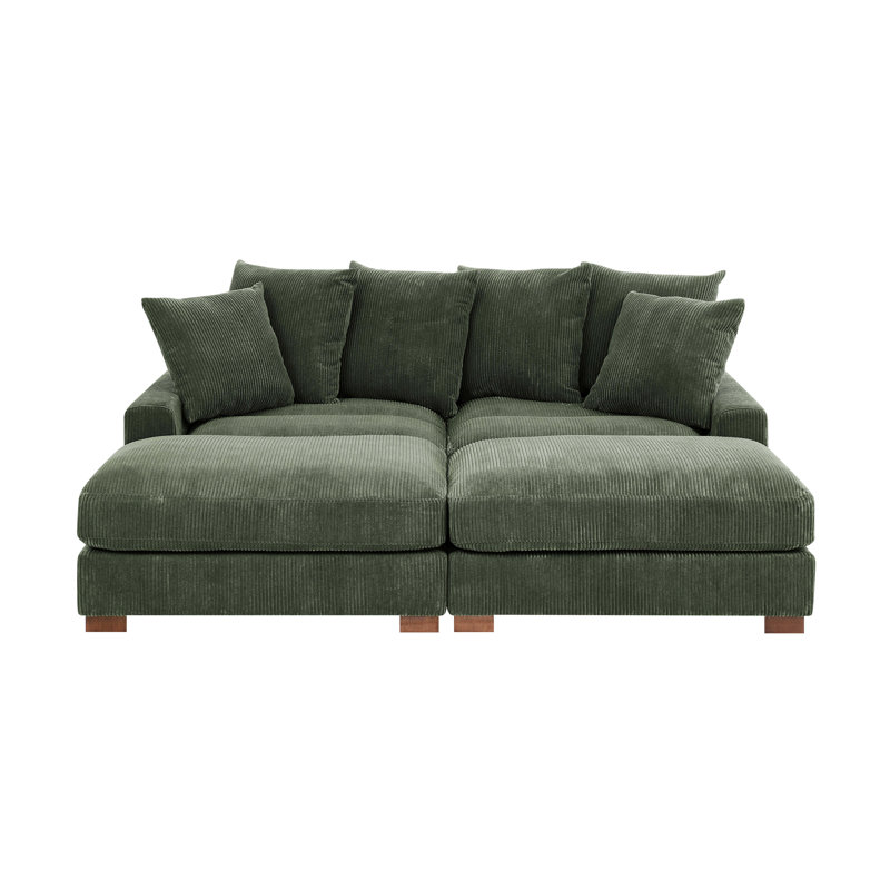 Canapé rembourré avec pieds en bois massif, H 34 po x l 67,5 po x P 86 po, 4