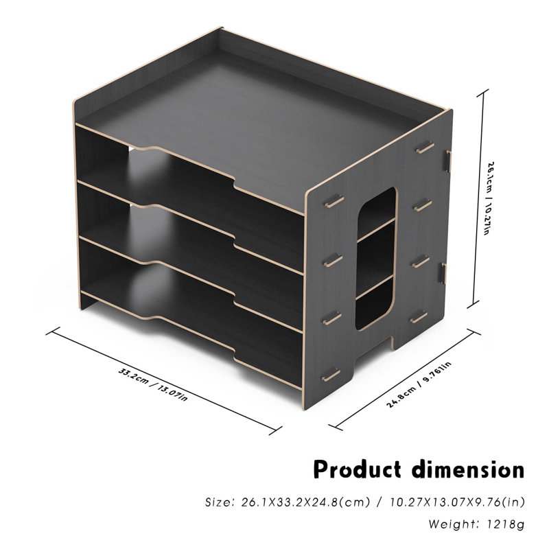 Lecenta Manufactured Wood File Organiser, Black