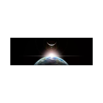 A Star Rising Over An Earth-Like Planet And Illuminating Its Lone Moon by Marc Ward - Wrapped Canvas Panoramic Print
