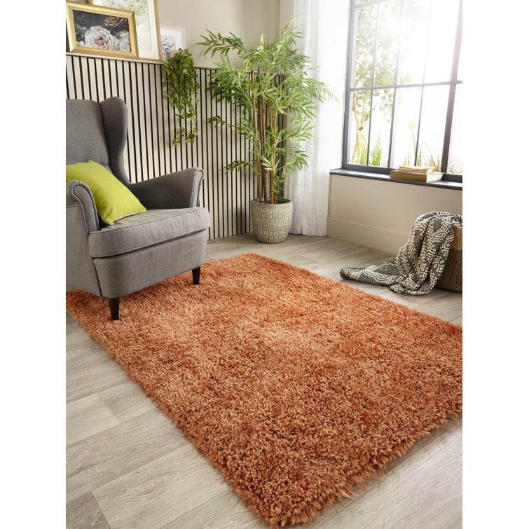 Brayden Studio Benonia Solid Colour Tufted Hand Tufted Rust Area Rug ...