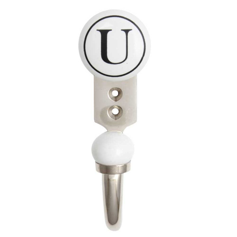 Letter U Ceramic Wall Hook