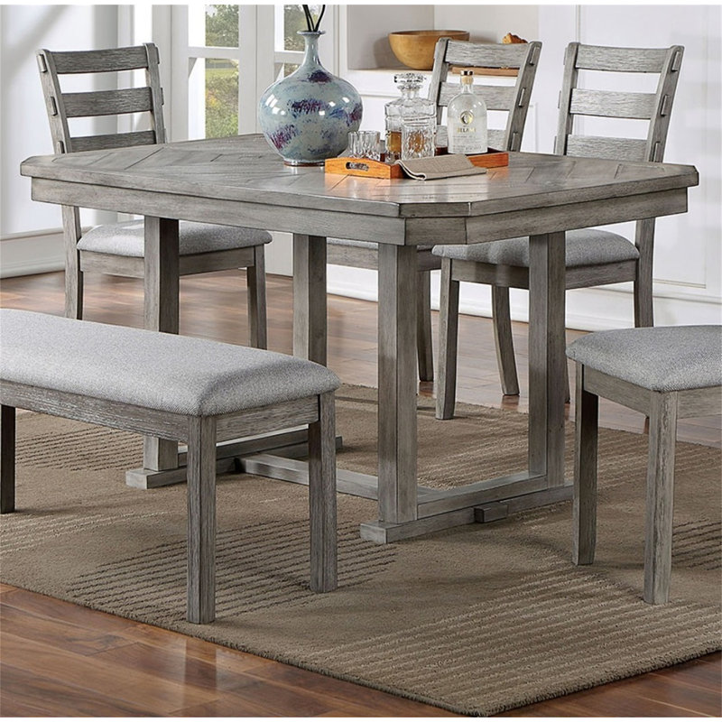 Table de salle à manger à motif de grain de bois à motif de losanges 1pc