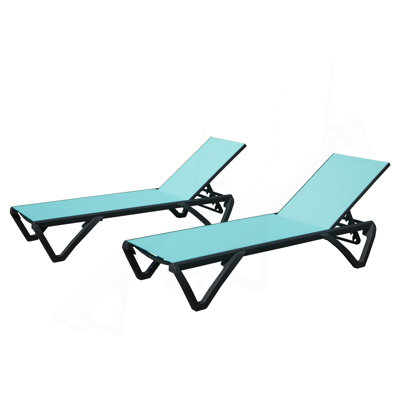 Méridienne d'extérieur, méridienne en aluminium et plastique 2 pièces avec dossier réglable à 5 positions et roulettes, fauteuil inclinable toutes saisons pour l'extérieur, la plage, la cour, la piscine, le lac bleu